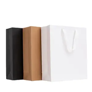 جديد إنتاج حقيبة ورقية بسيطة الحرفية الحاجب الأسود مقبض أبيض الفاخرة متعددة اللون أكياس الورق