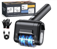Brosse de nettoyage électrique rechargeable pour barbecue 800 tr/min, avec poils en acier inoxydable et lumière LED pour barbecue extérieur
