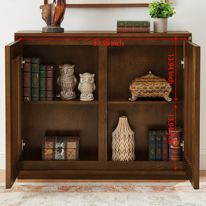 Mid Century Modern Solid Wood Fluted Hollowed Out <b>Sideboard</b> Cabinet 2 Outlet Holes Luxury Living Room Buffet Cabinet Storage - Product Image 6