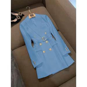 2025 printemps automne femmes haute qualité sens frit rue costume veste élégant Style britannique <span class=keywords><strong>mi</strong></span>-<span class=keywords><strong>long</strong></span> simple boutonnage <span class=keywords><strong>manteau</strong></span> <span class=keywords><strong>manteau</strong></span> - Product Image 2