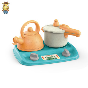 Ensemble de jeu 3 pièces écologique pour enfants en paille de blé : autocuiseur, bouilloire et réchaud à gaz - Product Image 3