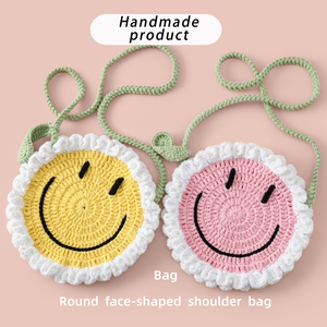 Borsa a Tracolla in Lana per Studenti con Grande Sorriso, Espressione Gialla, Rosa Ecologica, Alta Qualità, Forma di Foglia, per Tutte le Stagioni, Uso Interno - Product Image 1