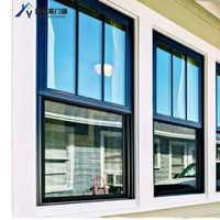 Ventanas Corredizas Verticales de Doble Hoja con Rejilla Antibalas, Marco de Aluminio con Aislamiento Térmico y Antirrobo para Sala de Estar