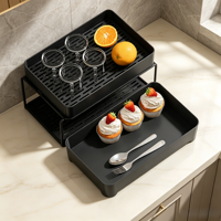 Plateau de drainage pour comptoir de cuisine, grande capacité, avec poignée encastrée, pour le rangement de la vaisselle et le service de thé