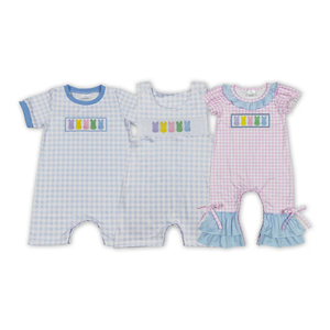 Conjunto de Ropa de Pascua para Bebés con Bordado de Conejito, Traje a Juego para Hermanos, Pelele para Niños - Product Image 1