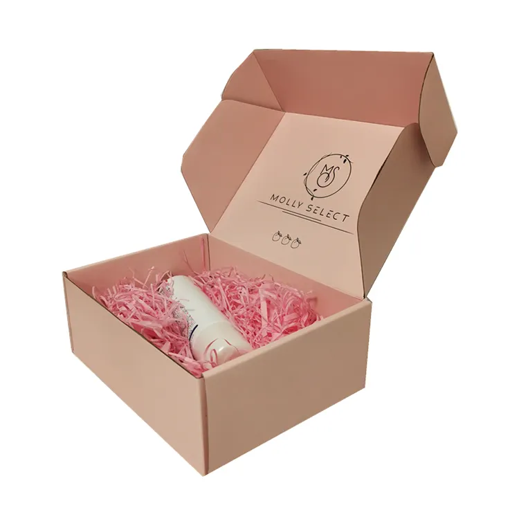 Scatole d'imballaggio di trasporto ondulate rosa di lusso stampate UV su ordinazione all'ingrosso scatola di spedizione su ordinazione del cartone di consegna di Logo
