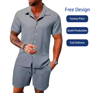 Sommer Herren Shirt Set Herren Casual Shorts Set Atmungsaktives Baumwoll Shirt Set - Product Image 1
