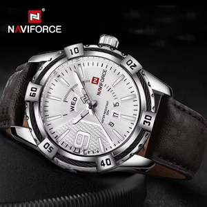 Montres de luxe sportives lumineuses NAVIFORCE 9117L pour hommes, affichage du jour et de la date, bracelet en cuir, étanches, montres à quartz pour hommes - Product Image 5