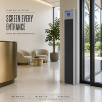 Détecteur de métaux GUORESOUN durable à grain de bois, portique de sécurité en aluminium, porte de contrôle avec alarme 5 zones et sensibilité de 255 niveaux