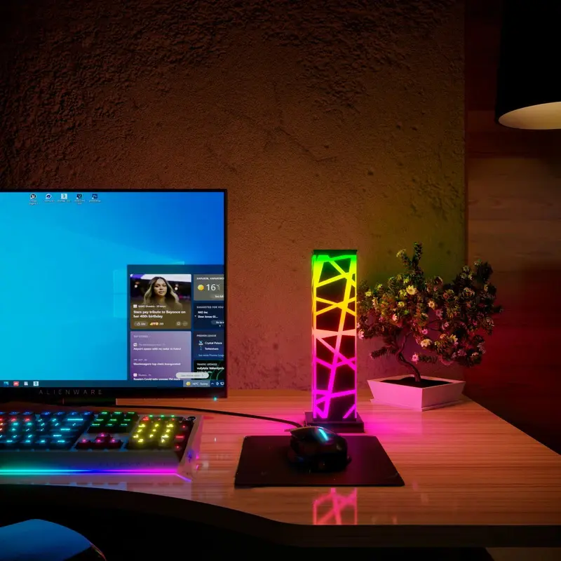Pinxuan Creative Acrylic Multicolor Desktop Decorative Stand Cube Lamp LED Color Changing RGB Table Lamp With Remote APP