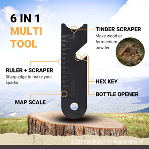 Kit de démarrage de feu avec tige de magnésium, manche en bois et grattoir en acier pour outils de survie en camping en plein air - Product Image 5