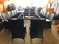 Ensemble de table et de chaises de jardin en rotin tressé résistant à l'eau pour l'extérieur, pour 10 personnes