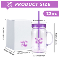 Nouveauté Gobelet boule à neige réutilisable à double paroi 22 oz gobelet en acrylique avec trou pré-percé
