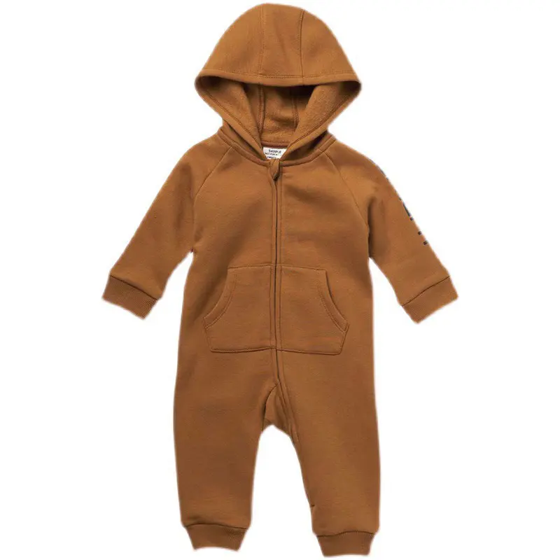 FuYu Infant Baby Jungen Mädchen Kleidung Reiß verschluss Kapuze Jumps uit Stram pler Langarm Onesie Outfit Herbst Winter Warme Kleidung