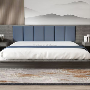 Durable Light Wood Hotel <b>Platform</b> <b>Bed</b> with Wooden <b>Base</b> for Commercial 3 Star Hotel and Apartment Use OEM ODM Factory Bulk Orders - Product Image 5