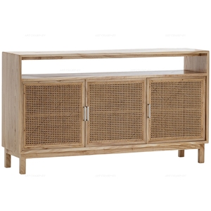natural rattan solid wood console sideboard buffet cabinet rattan wood