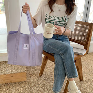 Eco Bag Oversize Cotton Canvas <b>Tote</b> Bag <b>Zipper</b> Closure Webbing Handle Customized Logo Women's Fashion Style Letter Shopping - Product Image 3