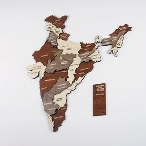 Rompecabezas de Mapa de la India, Decoración de Pared de Madera, Estados y Ciudades Grabados, Decoración para Oficina y Hogar - Product Image 3