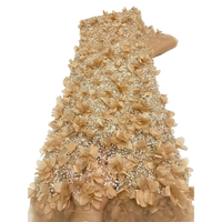 NI.AI Nouvelle Arrivée Tissu en Dentelle Florale 3D Exquise Perlée et Pailletée, Tulle Festonné en Maille pour Robe de Mariée