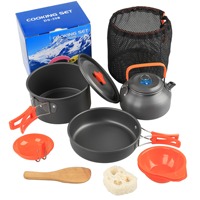 Ensemble de batterie de cuisine en acier inoxydable 304 le plus populaire, léger, pour le camping en plein air, poêle à frire portable, casserole, capacité de 3 à 4 L