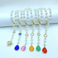FM-HDN2323 Collier avec pendentif en forme de larme de couleur élégante, collier avec breloque en forme de cœur plaqué or, collier à fermoir pour femme
