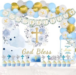 HAWIN Paquete de 95 Globos de Látex para Bautizo y Cristiandad, Decoraciones Católicas Doradas con Mensaje de Bendición, para <span class=keywords><strong>Primera</strong></span> Comunión y Baby Shower - Product Image 1