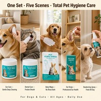 Lingettes de bain pour animaux sans rinçage OEM, 100 lingettes avec couvercle rabattable, 50 g/m², épaisses, hypoallergéniques, sans alcool, pour toilettage des chiens et des chats, personnalisables