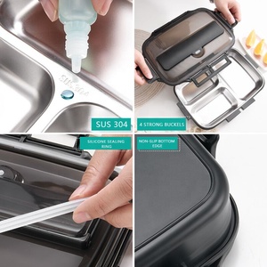 Boîte à lunch isotherme en acier inoxydable 304 pour enfants, avec 3 compartiments, couvercle en PP et couverts – Offre spéciale - Product Image 5