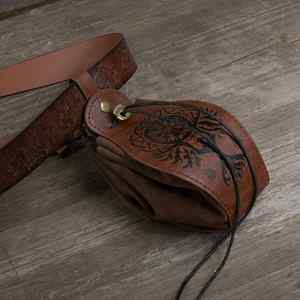 Viking Style Medieval <b>Pouch</b> with Hanging <b>Belt</b>, Coin Purse, Retro Waist Bag for Role-playing - Product Image 6