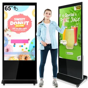 32 43 49 55 65 Inch Totem IR Touch Floor Standing Kiosk Exhibition Video Double Sided Floor Stand Advertising Display
