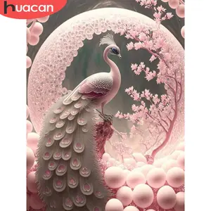 HUACAN Full Drill Animal Diamond Painting Embroidery Peacock 5D DIY Animal Wholesale Customized Mosaic Fantasy Wall Art For Kids