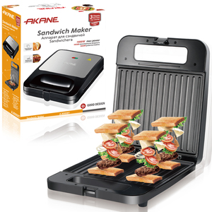 AKANE 1400W Sandwich Press Maker Fast Cooking Breakfast <b>Toaster</b> Double Plate Heating Compact Kitchen Appliance RAF Sandwich Make - Product Image 3