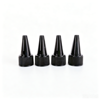 Bouchon compte-gouttes noir de 18 mm, 20 mm, 24 mm, 28 mm avec embout pointu anti-déversement pour flacons de traitement capillaire, d'huile, de colle ou de peinture
