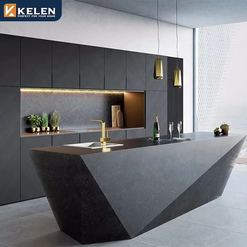 Kelen 2024 personnaliser pas cher armoires de cuisine îlot portes en bois à l'extérieur meubles en bois armoire de cuisine moderne fabriquée en chine