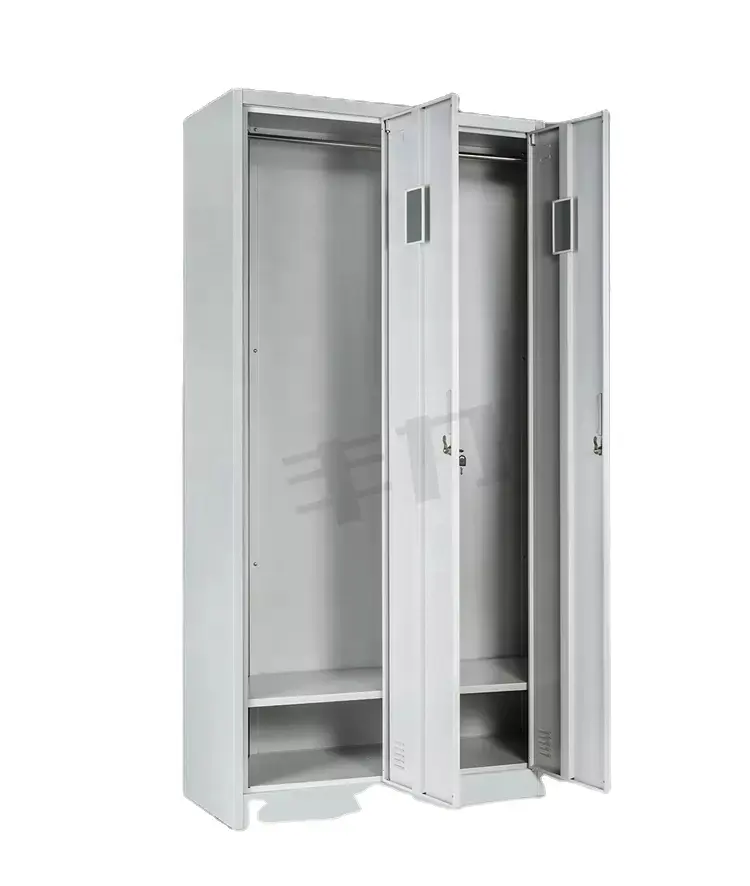 Locker Storage Cabinet Steel 2 door Office School Gym Dress Changing Room Gray 
