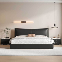 Voxhome USA Showroom en Stock Noir Designer King Size Lits Queen Size Style Minimaliste Italien Minimaliste Cadre de Lit en Cuir