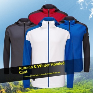 Sweater Hoodie Unisex Musim Dingin Poliester Warna Solid Lengan Panjang untuk Olahraga Lari Fitness Cepat Kering dengan Ritsleting - Product Image 1