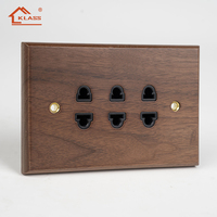 Enchufe de Pared de Madera de Nogal Estándar Estadounidense KD5, Interruptor de Palanca de Latón, Estilo Retro, Tomacorriente Eléctrico de 16 A con 2 Puertos USB, 220-250 V