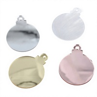 Ornements de Noël en acrylique miroir, boules réfléchissantes à suspendre, argent, or rose, découpées au laser, décoration d'arbre, écologiques