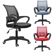 Chaises de bureau exécutives modernes à hauteur réglable, en tissu maillé, pivotantes, avec base en acier inoxydable, manuelles