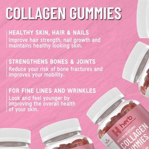 Gommes de collagène pour femmes à force extra forte 2500 mg Protéine de type IIIIV 15000 mcg Biotine Vitamine B6 B12 C D E pour les cheveux et la peau - Product Image 4