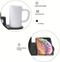 Multifunktions-Tassenwärmer 4-in-1 Kabelloses Ladegerät Dockingstation mit Kaffeetassenwärmer Kompatibel mit iPhone 11 Pro Max/X