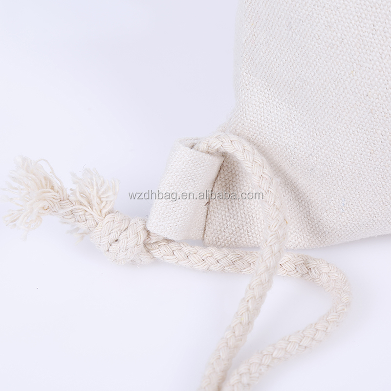 Low MOQ Reusable Canvas cotton Drawstring Backpack Shopping Tote Bag Promotion