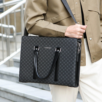 Nouvelle sacoche d'affaires imperméable pour homme, sac à ordinateur portable tendance avec grande capacité, sac à bandoulière en PU de 14 pouces