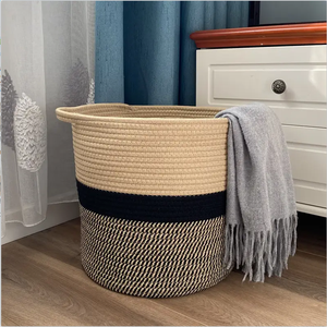 Wholesale Rope Basket Cotton Custom Logo Cotton Rope Laundry Storage Baskets With Handle Suitable