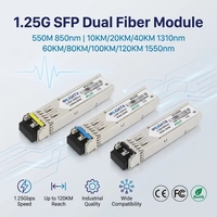 1.25G SFP 850nm 1310nm 1550nm LC 550m 20km 80km 120km SMF MMF 1.25G Dual Fiber Optical Transceiver Module for Switch