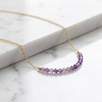 Collier barre délicat en pierres précieuses naturelles, en acier inoxydable, bijoux tendance en cristal de pierre de naissance pour femmes, cadeaux