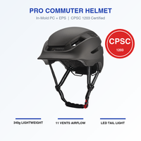 Casque de vélo adulte certifié CPSC, 11 aérations, léger (270g), moulé en interne, avec visière et feu arrière LED, OEM ODM