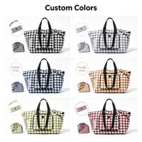 Sac fourre-tout pliable 45L avec logo personnalisé, grande capacité, léger, réutilisable, pour courses, voyages, plage, vente en gros, commande en gros