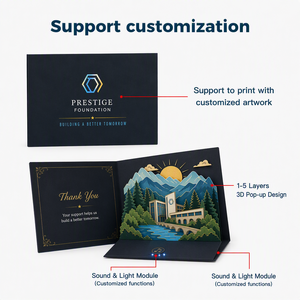 Carte musicale <span class=keywords><strong>de</strong></span> Noël 3D pop-up réaliste, enregistrable et personnalisable avec module sonore pour promotion d'entreprise, cadeau <span class=keywords><strong>de</strong></span> fêtes, vente en gros - Product Image 3